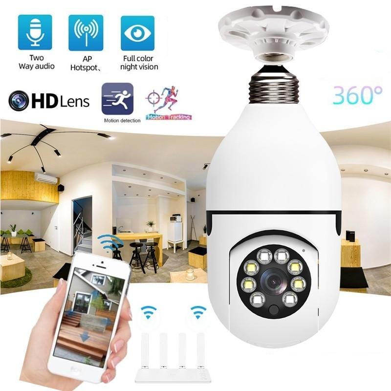 Bulb Camera 1080P WiFi 360° Panoramic Security Camera | Night Vision & Two-Way Audio